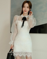 Slim short sleeve ladies Korean style lace dress