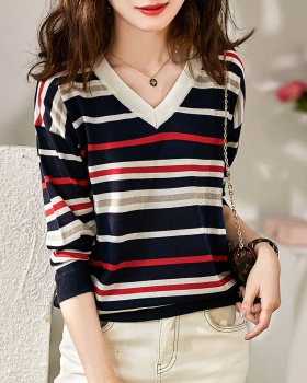 All-match stripe slim sweater for women