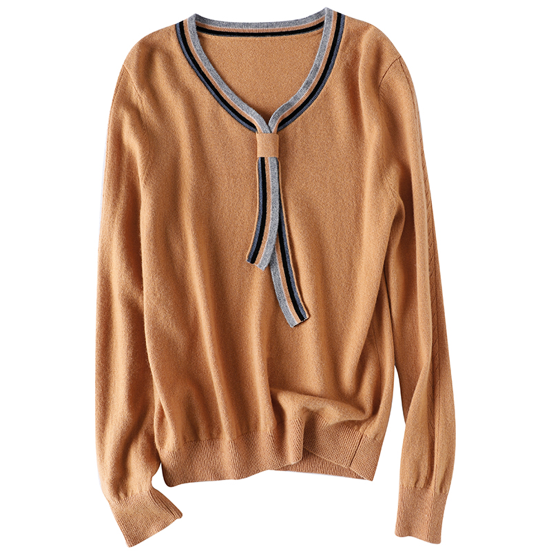 Autumn streamer Western style V-neck sweater for women