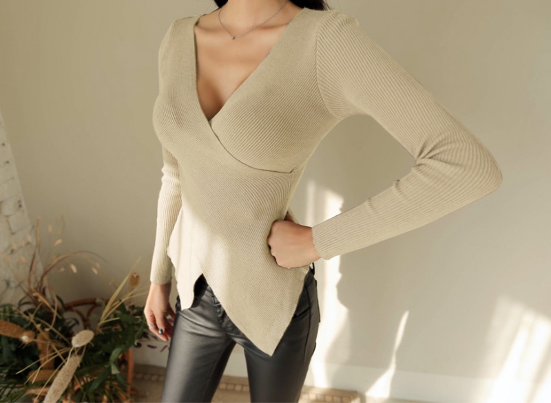 Korean style long sleeve small shirt knitted tops for women