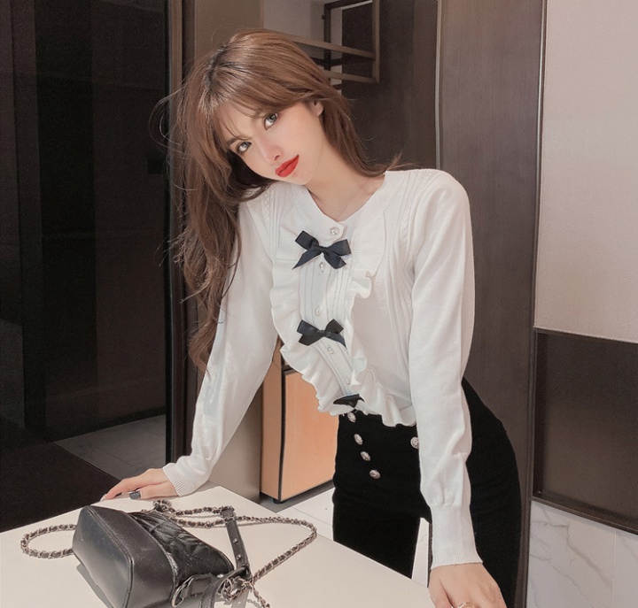 Fashion loose sweater white Korean style coat for women