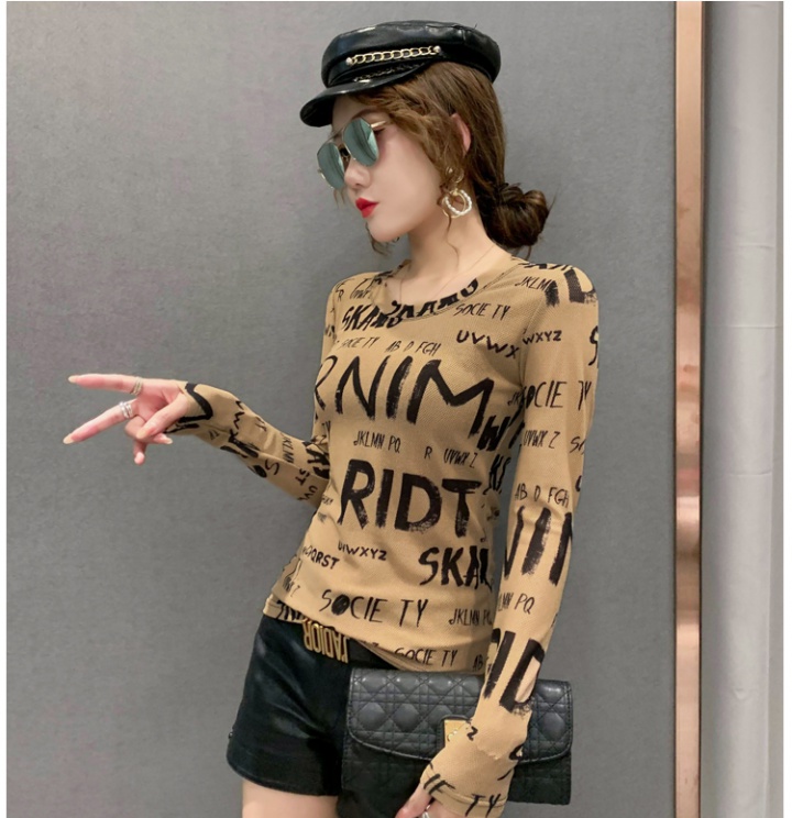 Korean style gauze slim tops autumn bottoming T-shirt