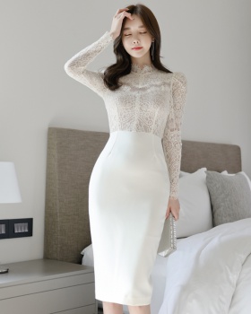 Lace fashion elegant dress Korean style temperament formal dress