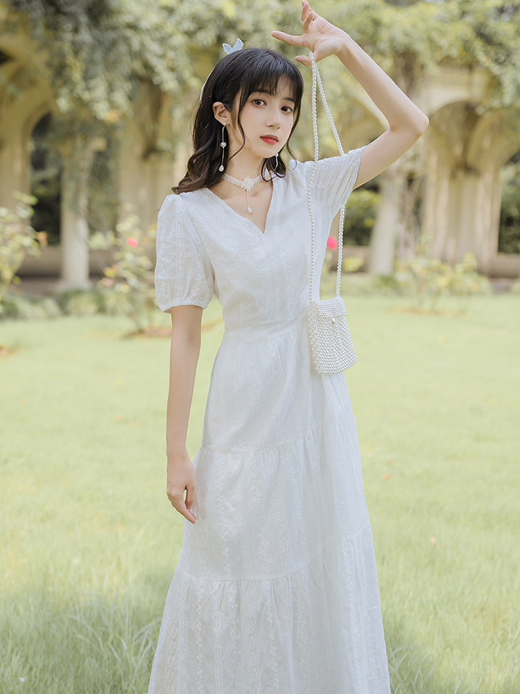 Summer retro white dress