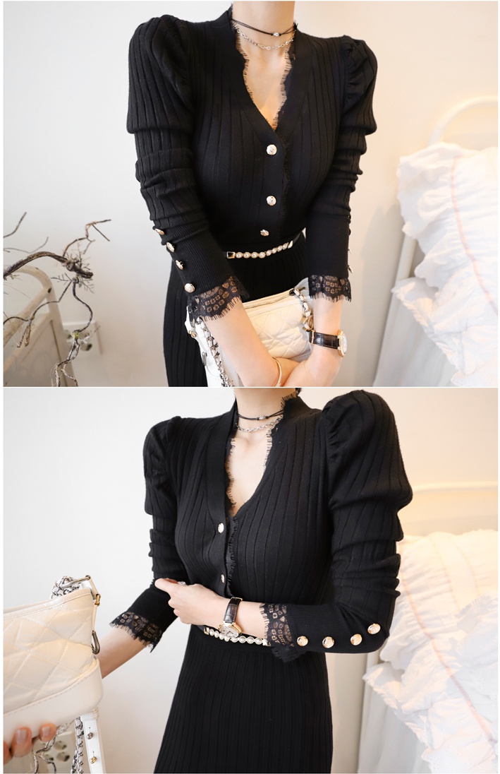 Slim Korean style V-neck uniform temptation tops 2pcs set