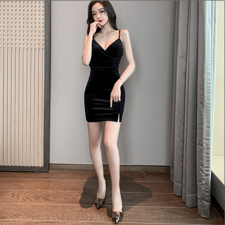 Overalls slim package hip night show sling dress for women