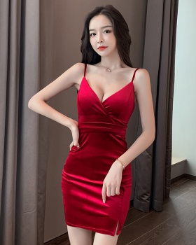 Overalls slim package hip night show sling dress for women