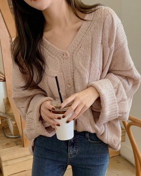 Knitwear twist all-match sweater Korean style loose coat
