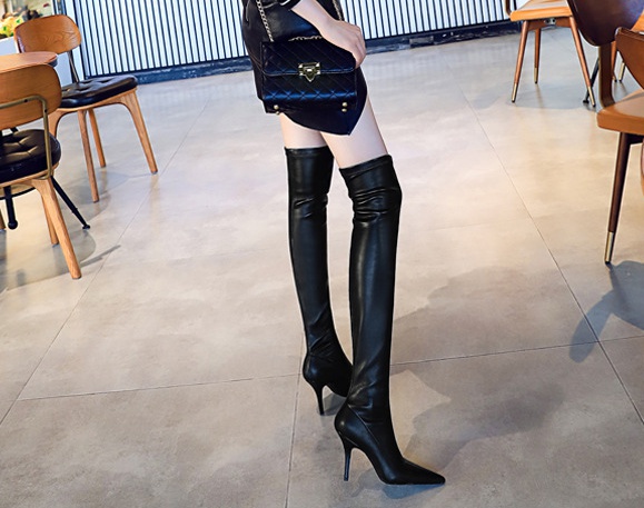 Slim nightclub pointed stovepipe exceed knee thigh boots