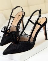 High-heeled mesh low hollow pointed sandals for women