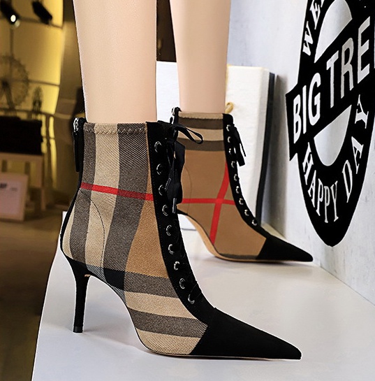 Mixed colors pointed stilettos fashion short boots