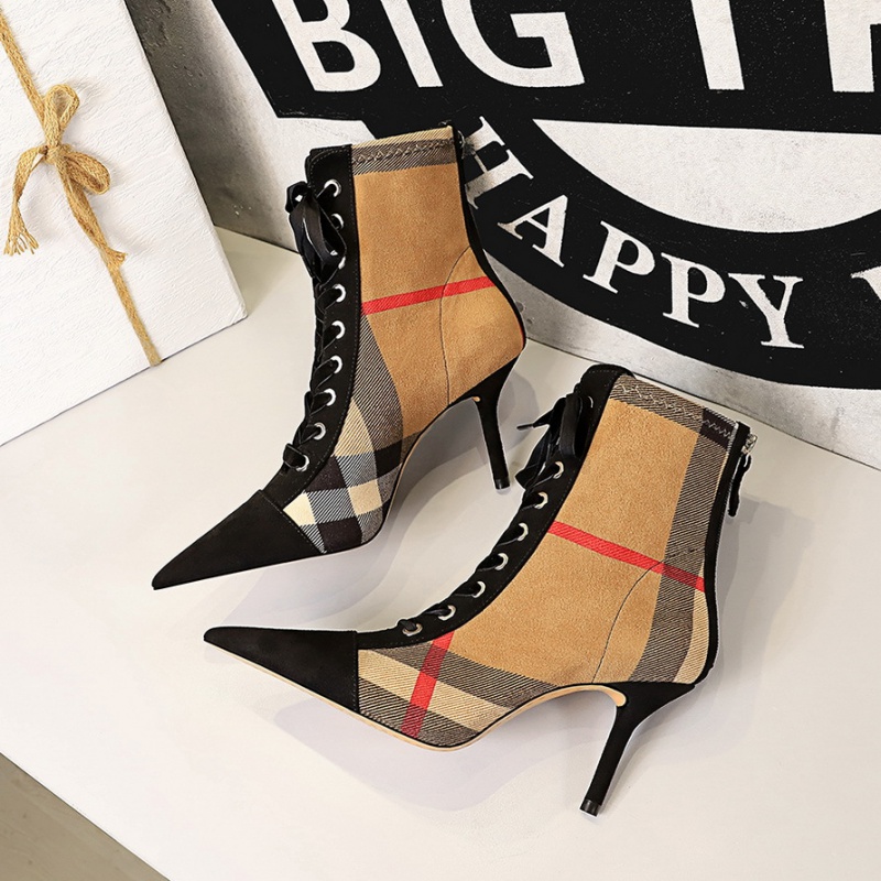 Mixed colors pointed stilettos fashion short boots