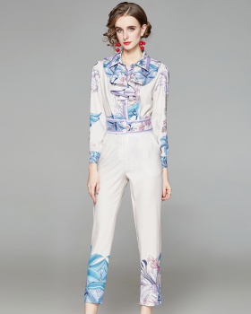 Fashion nine pants autumn shirt 2pcs set for women