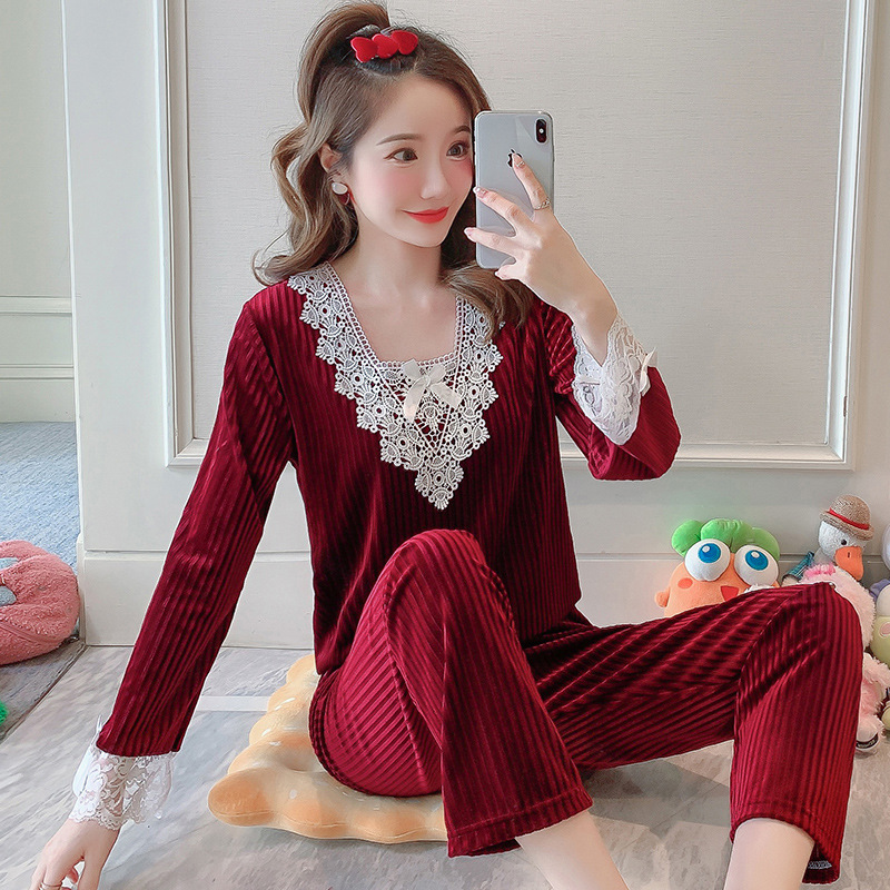 Thermal lovely homewear watkins girl pajamas 2pcs set