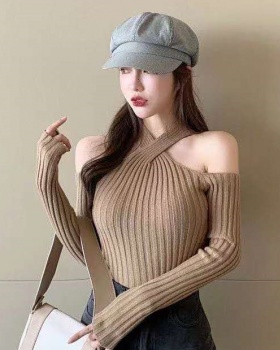Halter strapless cross bottoming sexy sweater