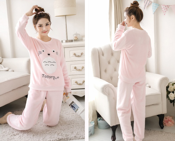 At home all-match thermal round neck pajamas for women