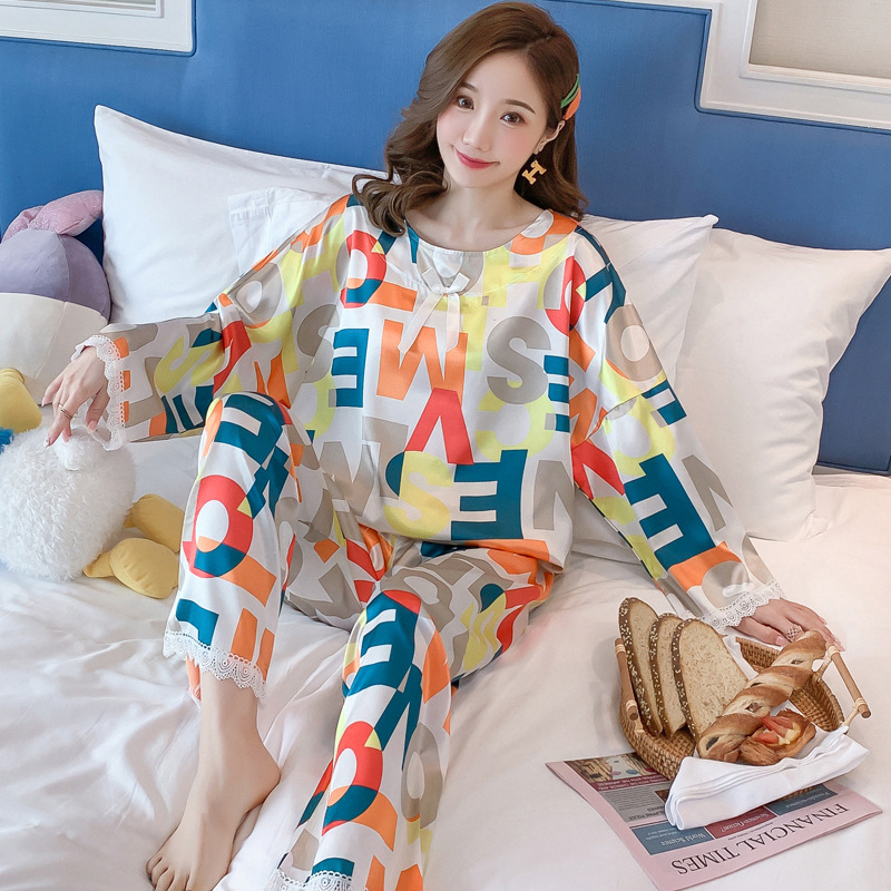 Loose cardigan simple pajamas 2pcs set for women