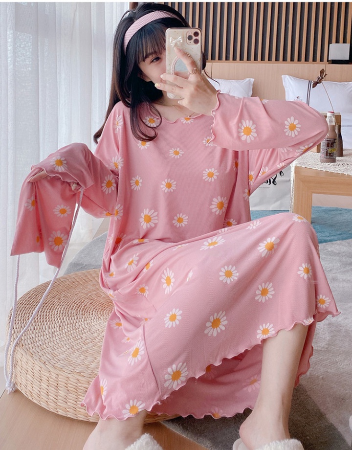 Long sleeve sweet night dress fresh pajamas for women