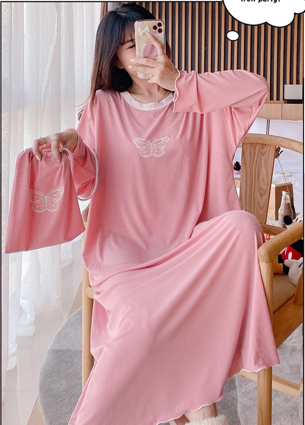 Sweet fresh pajamas long sleeve night dress for women