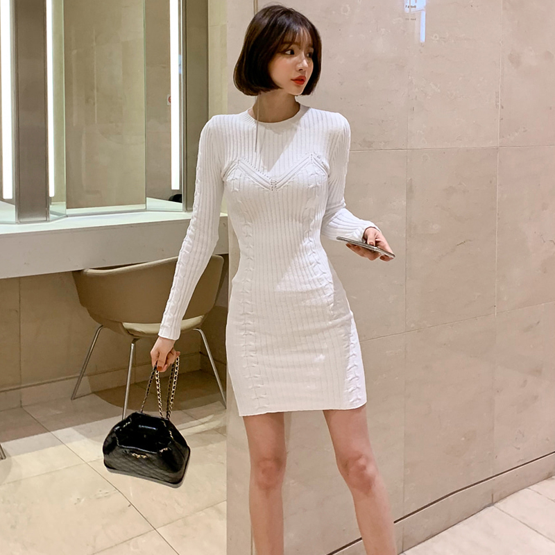 Knitted autumn and winter dress round neck sweater