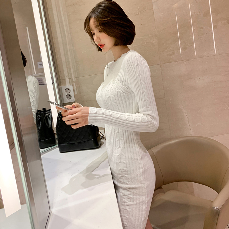 Knitted autumn and winter dress round neck sweater