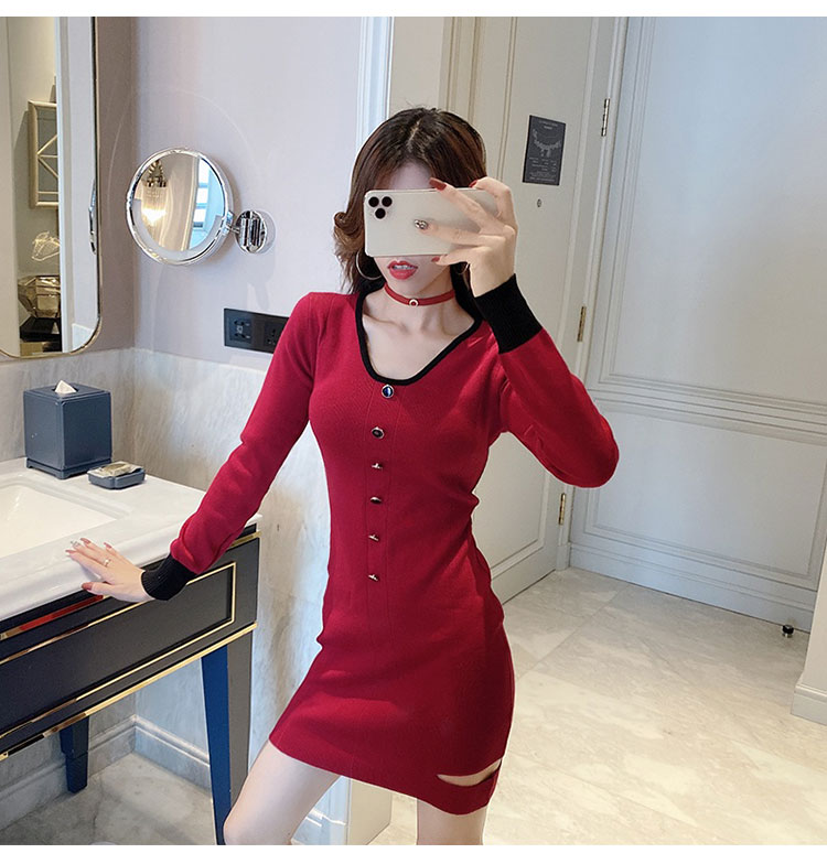 Tight bottoming dress knitted sweater dress