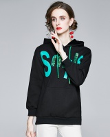 Hooded beading thick hoodie loose fashion tops for women