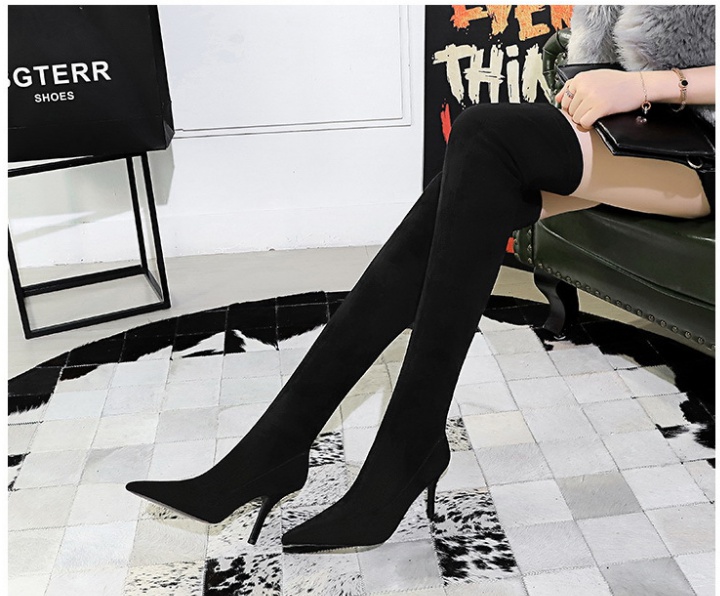 Winter European style high-heeled simple pointed thigh boots