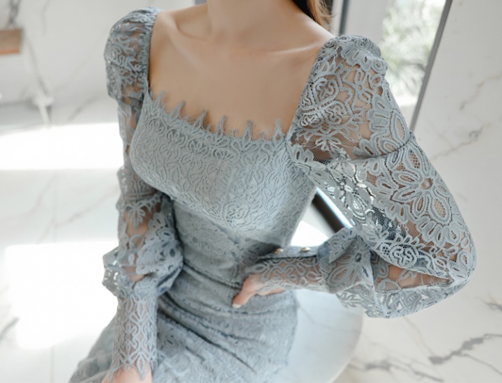 Temperament Korean style package hip slim lace dress