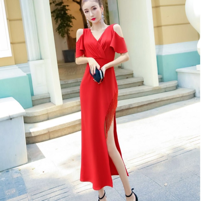 Ladies autumn sexy noble evening dress for women
