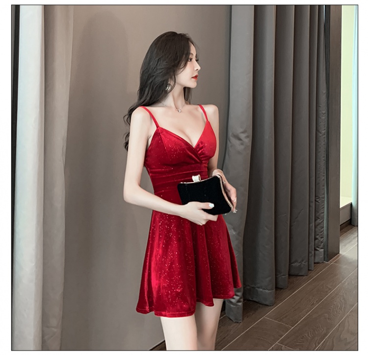 Sexy all-match dress slim show chest T-back for women