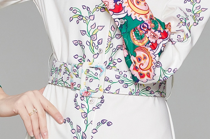 Fresh fashion spring dress lapel printing belt