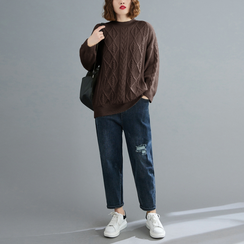 Casual Korean style loose round neck sweater