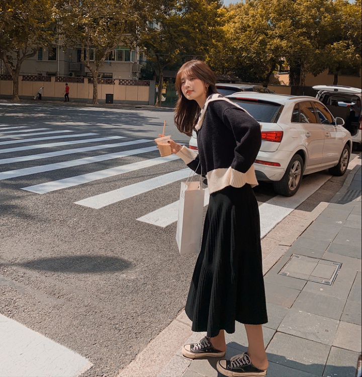 Korean style autumn and winter thick slim student skirt