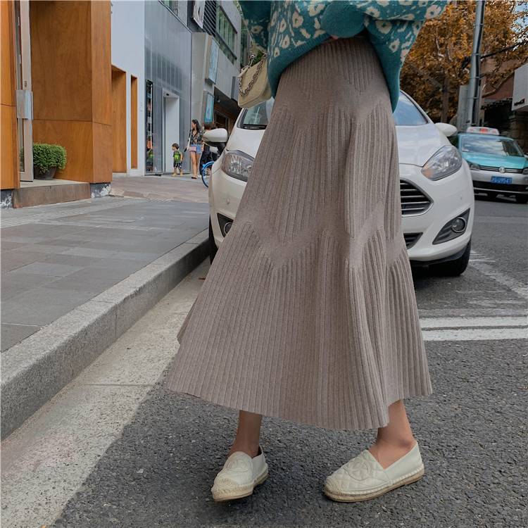 Korean style autumn and winter thick slim student skirt