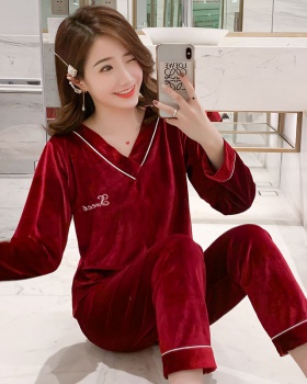 Autumn and winter pure pajamas 2pcs set for women