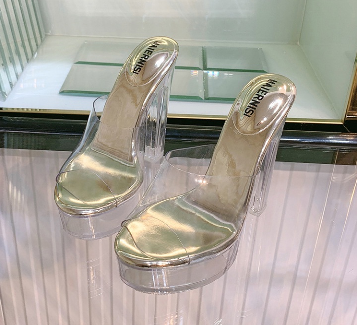 Creative crystal platform transparent high-heeled slippers
