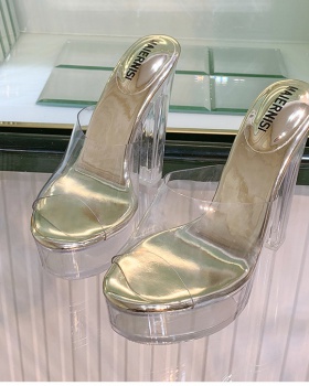Creative crystal platform transparent high-heeled slippers