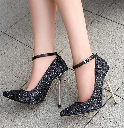 Metal fine-root high-heeled shoes for women