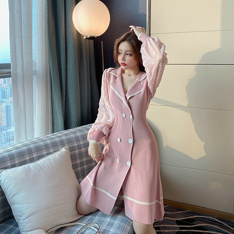 Temperament slim business suit knitted dress for women