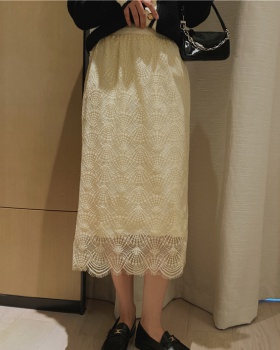 Long high waist knitted lace skirt