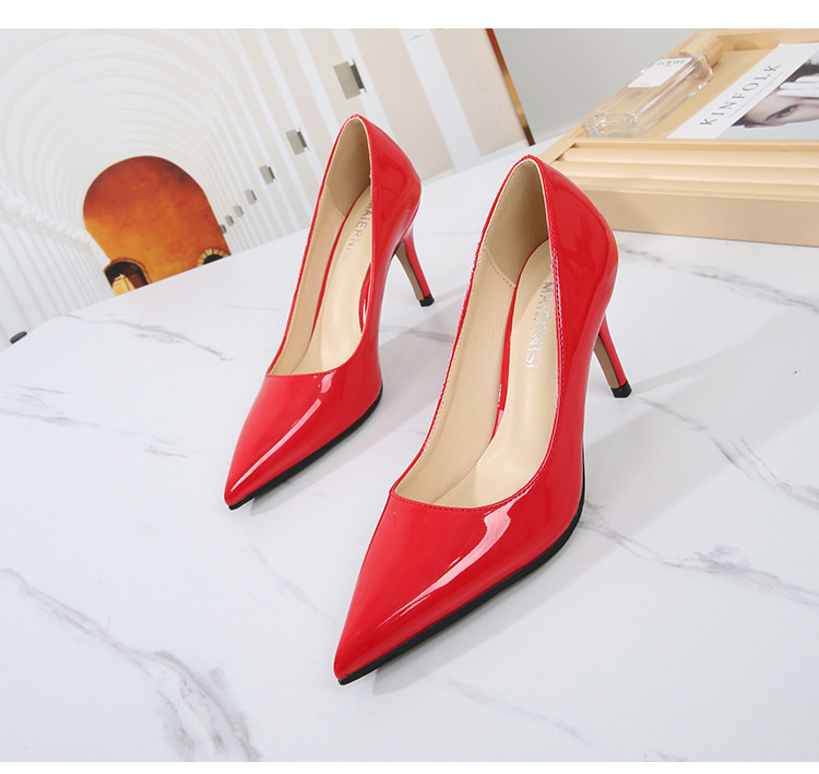Pointed lady pure high-heeled shoes low fine-root shoes