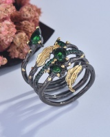 Diamond gem leave wedding creative ring for women