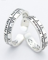 Antique silver opening rome couples digital retro ring