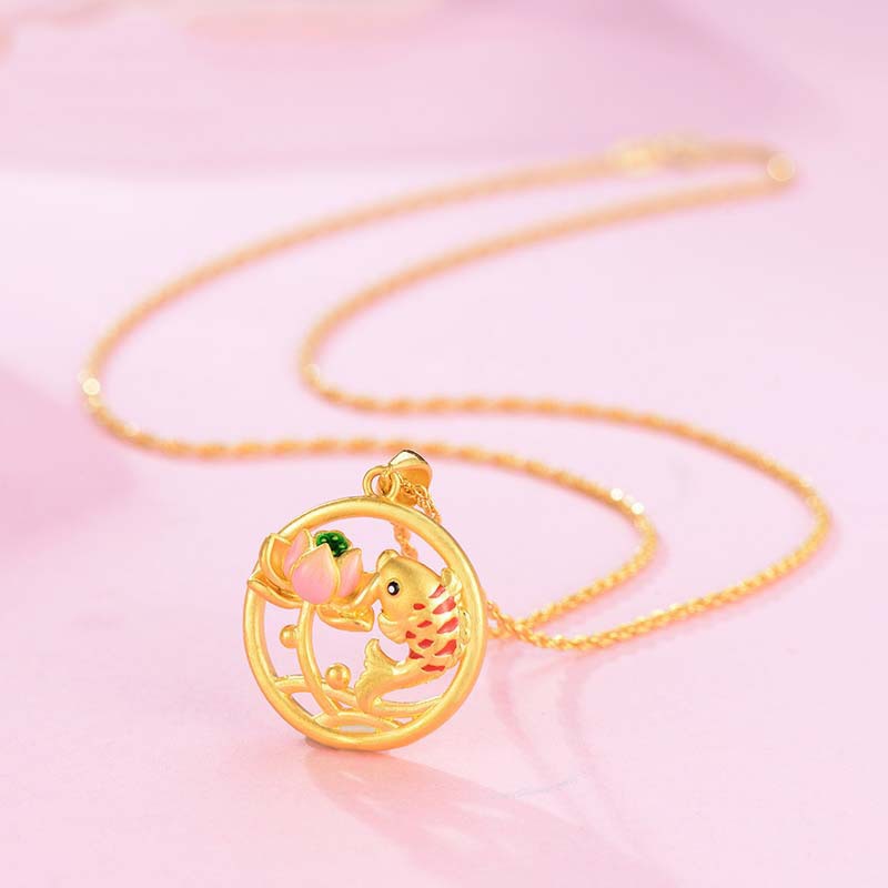 Lotus pendant girl gilded necklace