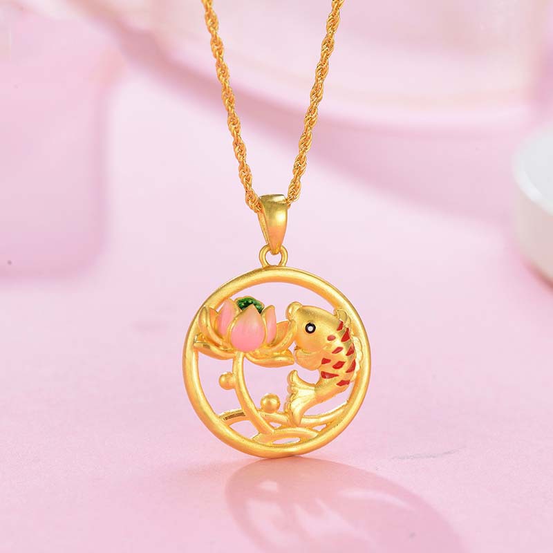 Lotus pendant girl gilded necklace