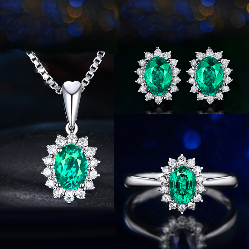 Sapphire European style earrings wedding ring a set for women