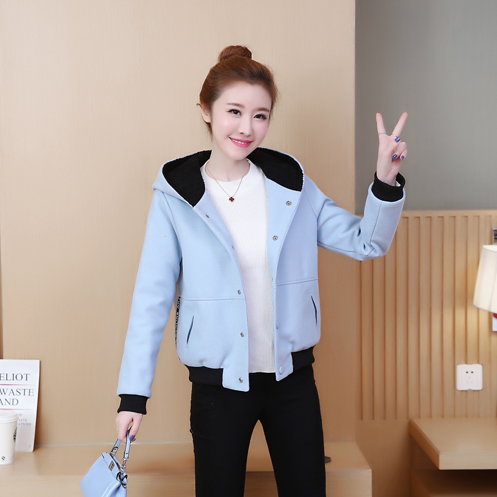 Autumn and winter hooded short Korean style jacket for women