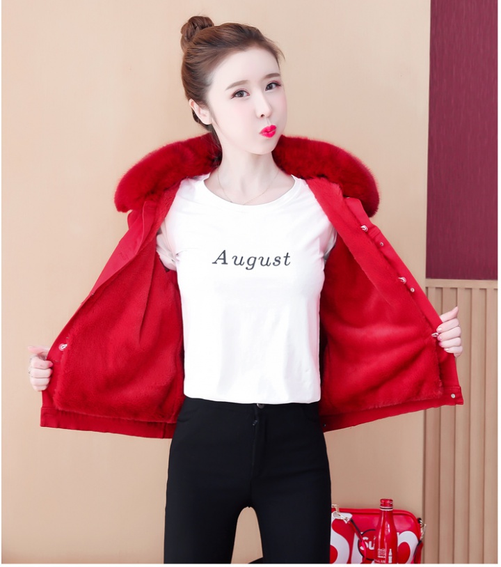 Korean style short plus velvet lapel coat for women