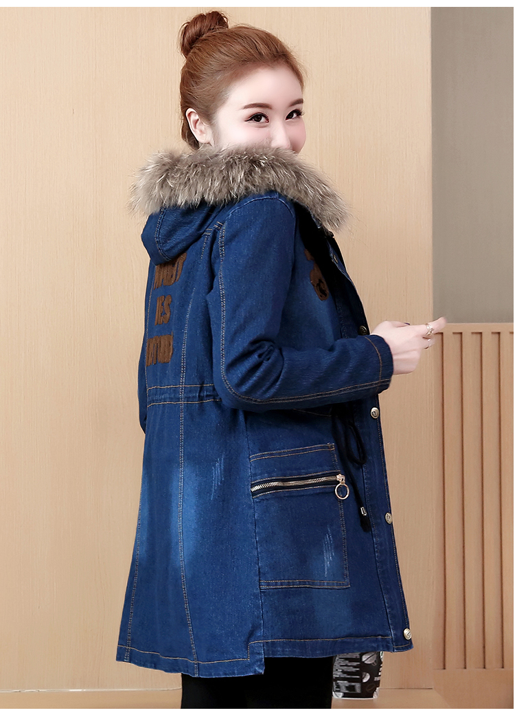 Long winter cotton coat plus velvet coat for women